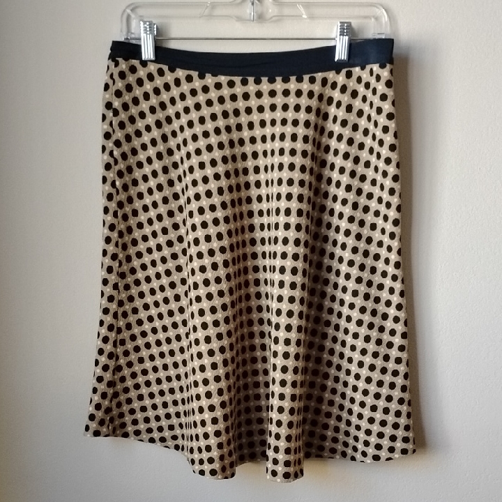 Ann Taylor Black And Tan Polka Dot A-Line Skirt
